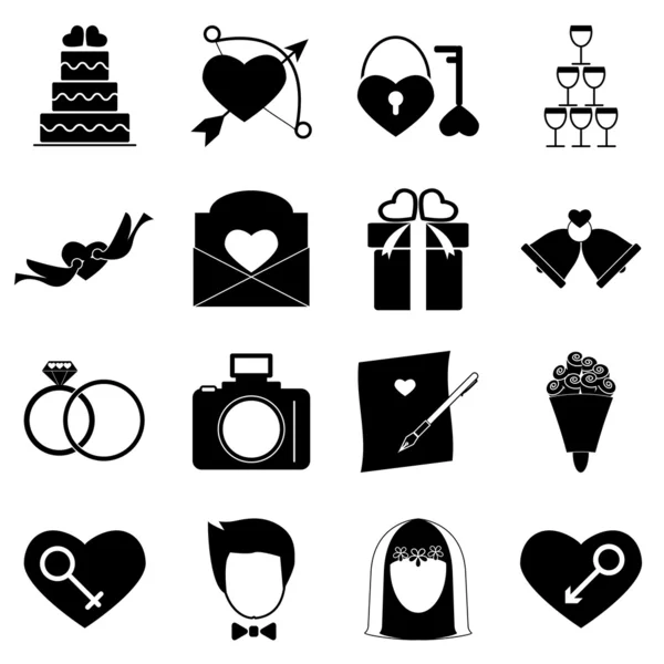 Wedding icons on white background — Stock Vector