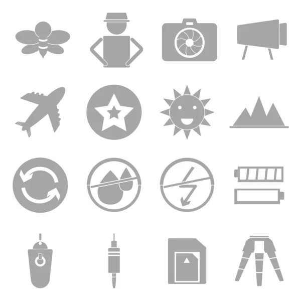 Camera shooting icons on white background — Stock Vector