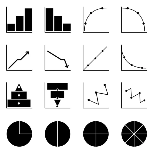 Icônes graphiques appliquées sur fond blanc — Image vectorielle