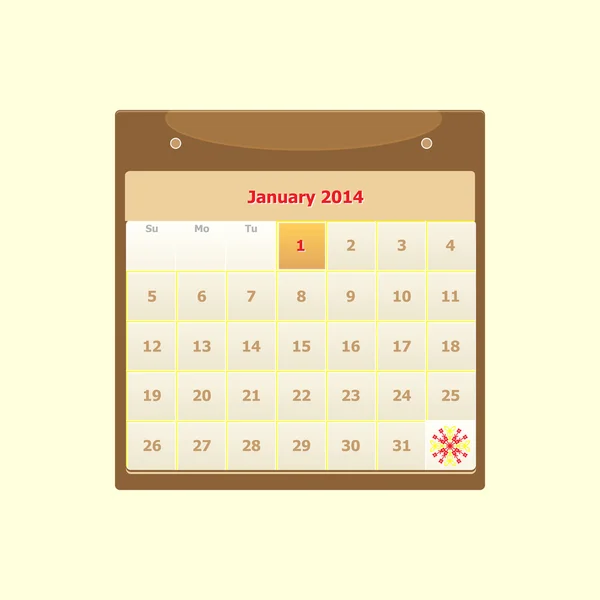 Ontwerp schema januari 2014 maandkalender — Stockvector