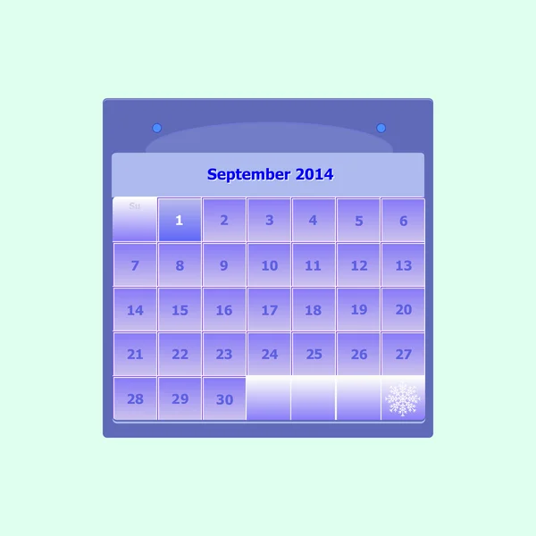 Calendario de diseño mensual septiembre 2014 calendario — Vector de stock