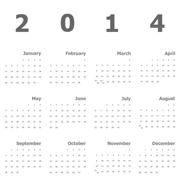 Kalender 2014 op witte achtergrond — Stockvector