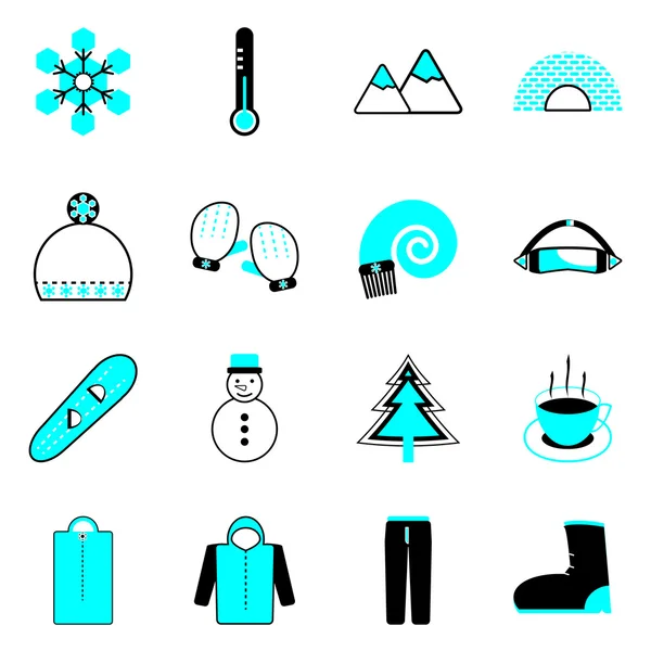 Winter icons on white background — Stock Vector