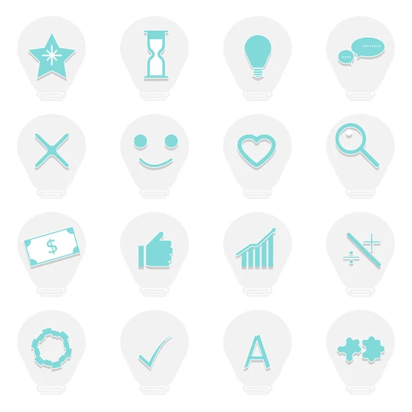 Idea symbol in light bulb icons with shadow — Stock Vector