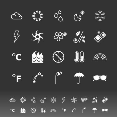 gri arka plan üzerinde hava durumu simgeleri