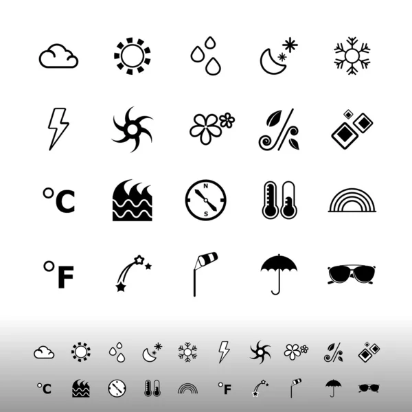 Weather icons on white background — Stock Vector