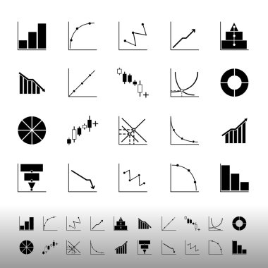 Diyagram ve grafik simgeleri beyaz zemin üzerine koymak