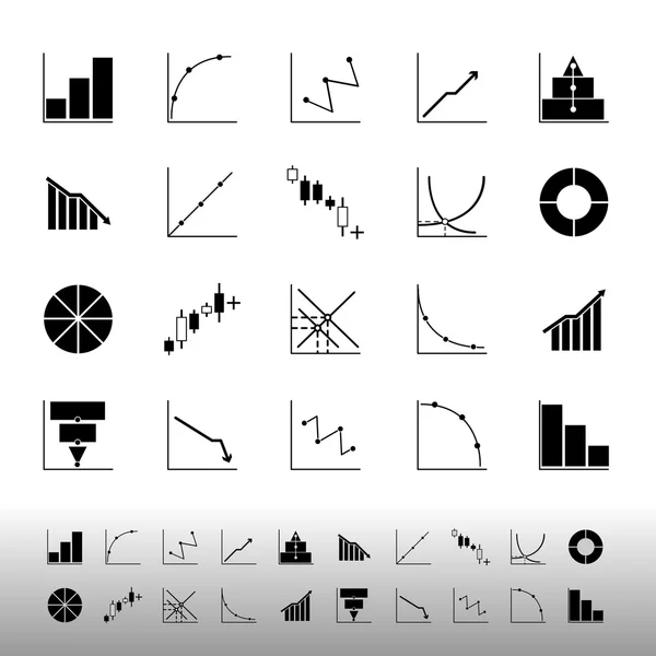 Set of diagram and graph icons on white background — Stock Vector