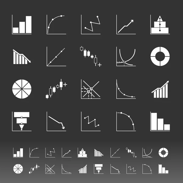 Conjunto de diagramas e iconos gráficos sobre fondo gris — Archivo Imágenes Vectoriales