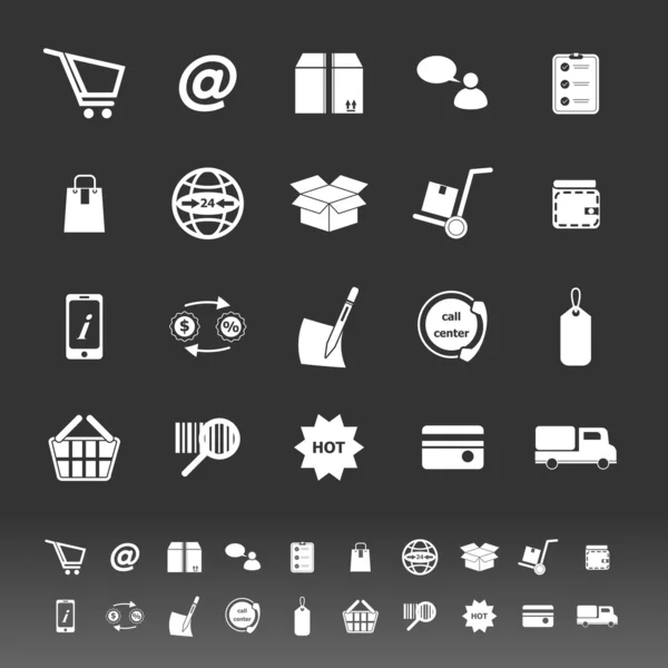 Iconos de comercio electrónico sobre fondo gris — Vector de stock