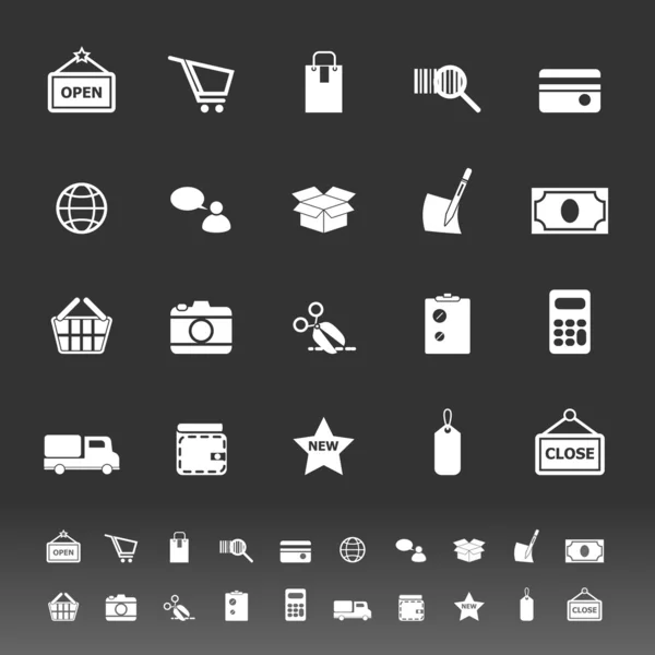 Iconos de compras sobre fondo gris — Vector de stock