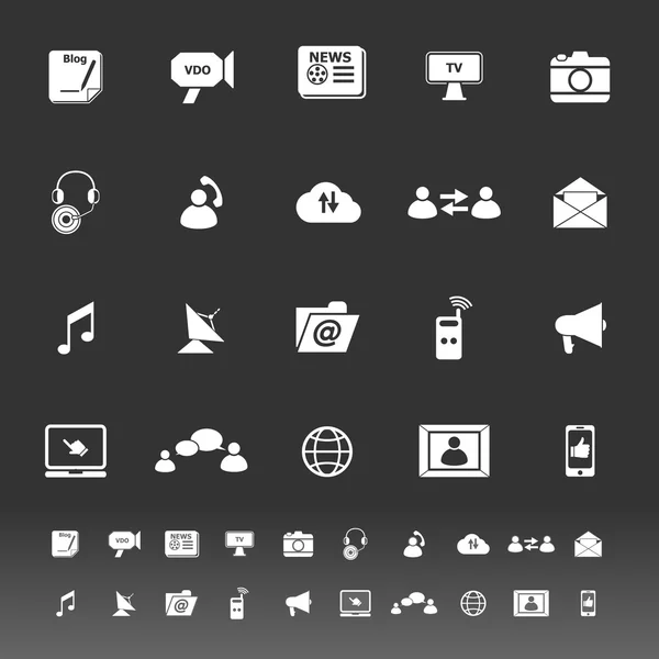 Media icons on gray background — Stock Vector