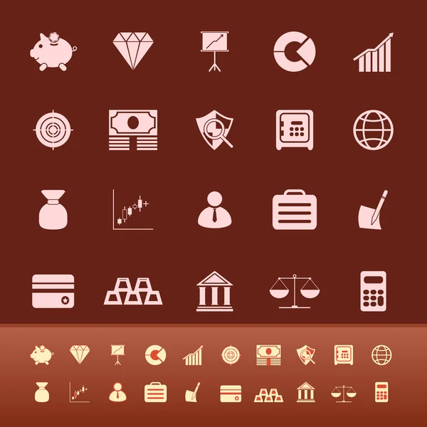 Finance color icons on brown background — Stock Vector