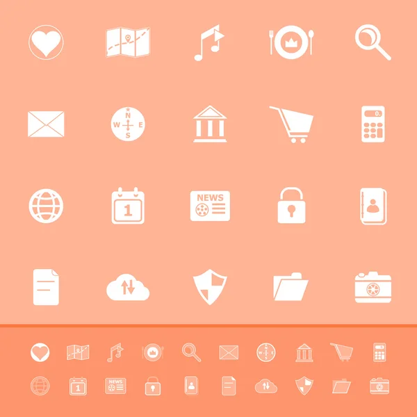 Ícones de cor de aplicação geral no fundo laranja — Vetor de Stock