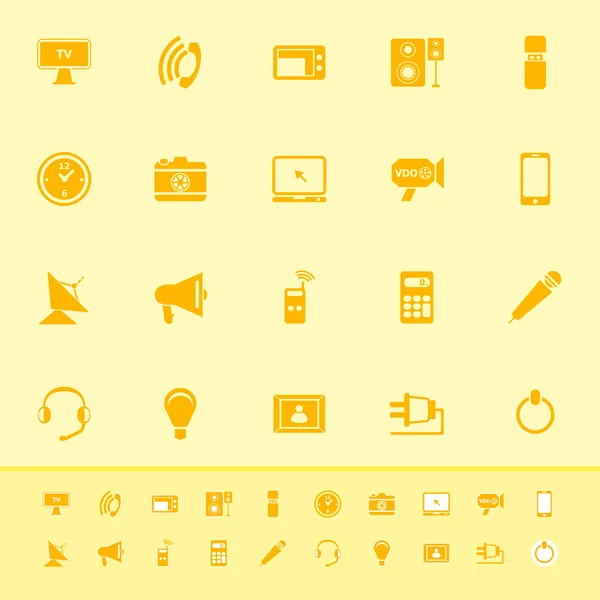 Icono electrónico de color sobre fondo amarillo — Archivo Imágenes Vectoriales
