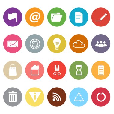 düz beyaz arka plan üzerinde simgeler Web ve internet