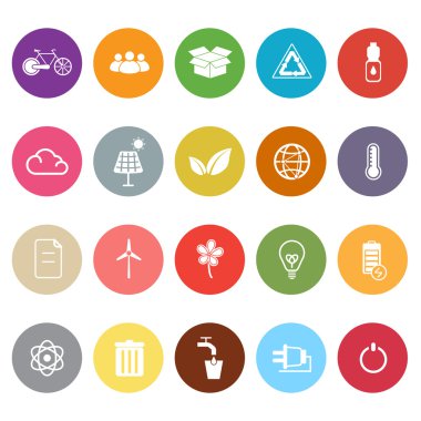 beyaz zemin üzerine ekoloji düz simgeler