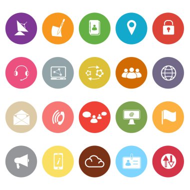 beyaz zemin üzerinde iletişim düz simgeler