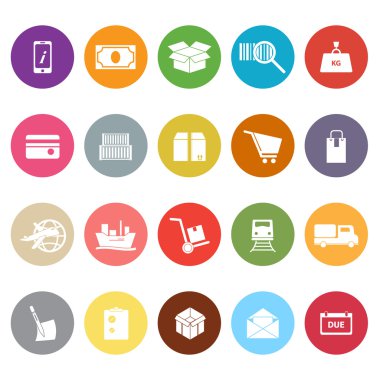 beyaz zemin üzerine sevk irsaliyesi düz simgeler