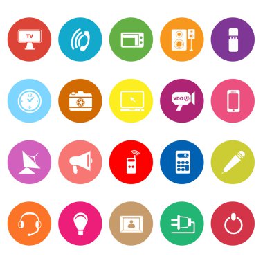 beyaz zemin üzerinde elektronik düz simgeler