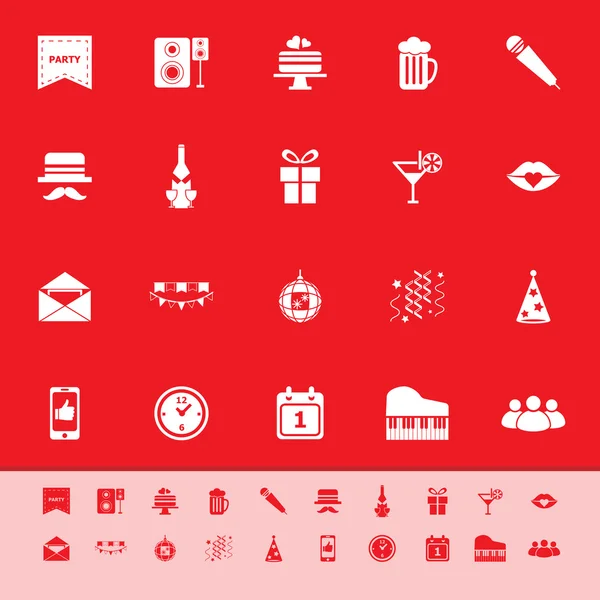 Celebrazione icone a colori su sfondo rosso — Vettoriale Stock