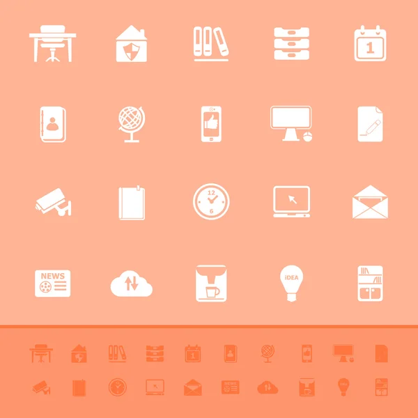 Home office color icons on orange background — Stock Vector