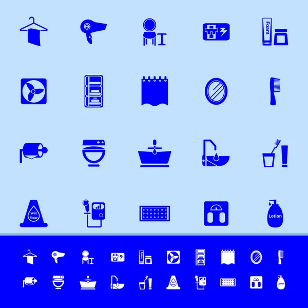 Iconos de color del baño sobre fondo azul — Archivo Imágenes Vectoriales