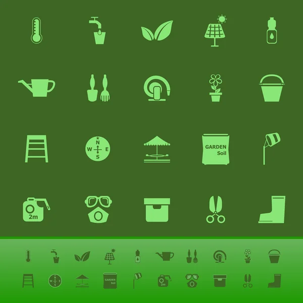 Home garden color icons on green backgroundai — Stock Vector