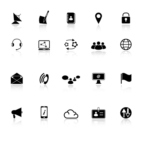 Communication icons with reflect on white background — Stock Vector