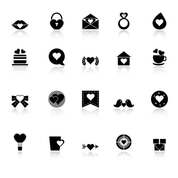 Heart element icons with reflect on white background — Stock Vector