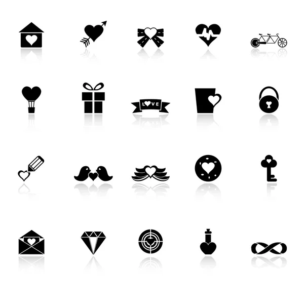 Love and heart icons with reflect on white background — Stock Vector