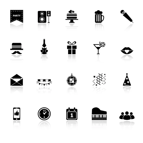 Celebration icons with reflect on white background — Stock Vector