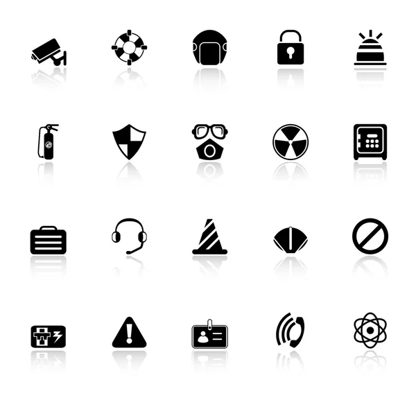 Safety icons with reflect on white background — Stock Vector