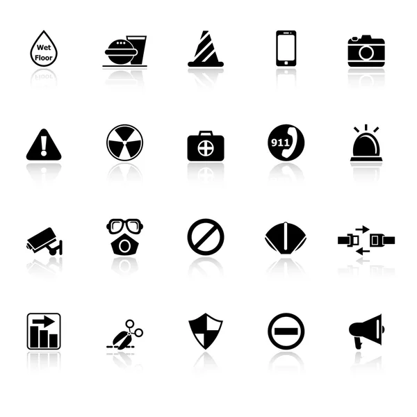 Icone utili generali con riflettere su sfondo bianco — Vettoriale Stock
