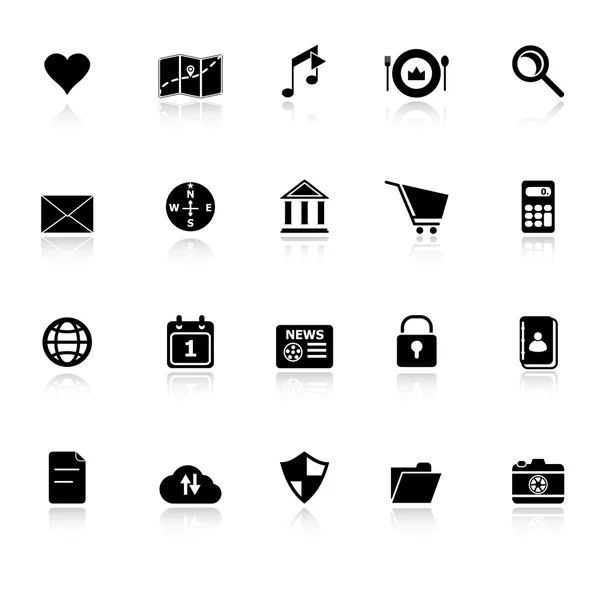 Ícones de aplicação geral com refletir sobre fundo branco — Vetor de Stock