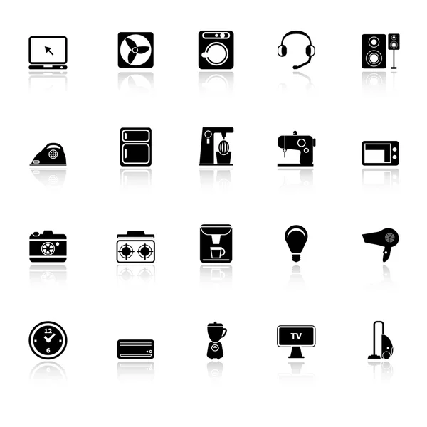 Electrical machine icons with reflect on white background — Stock Vector