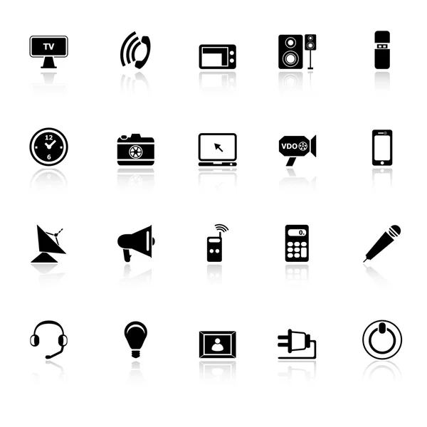 Electronic icons with reflect on white background — Stock Vector