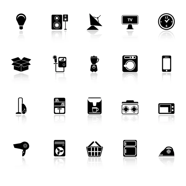 Home related icons with reflect on white background — Stock Vector