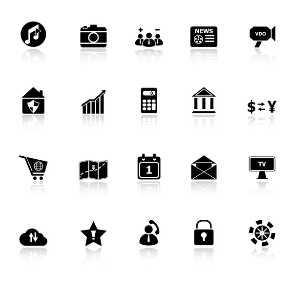 Smart phone icons with reflect on white background — Stock Vector