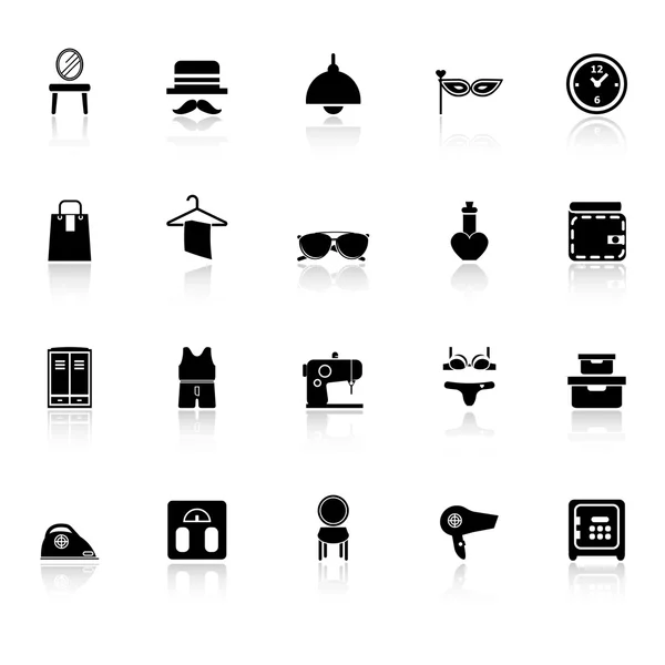 Dressing room icons with reflect on white background — Stock Vector