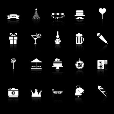 parti zamanı simgeleri ile siyah arka plan üzerine yansıtmak