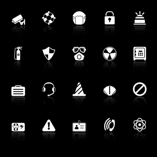 Safety icons with reflect on black background — Stock Vector