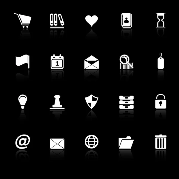 General folder icons with reflect on black background — Stock Vector