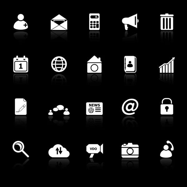 Mobilní telefon ikony se odrážejí na černém pozadí — Stockový vektor