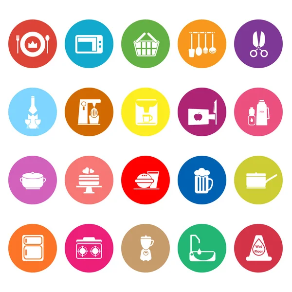 Home kitchen flat icons on white background — Stock Vector