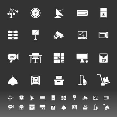 General office icons on gray background clipart