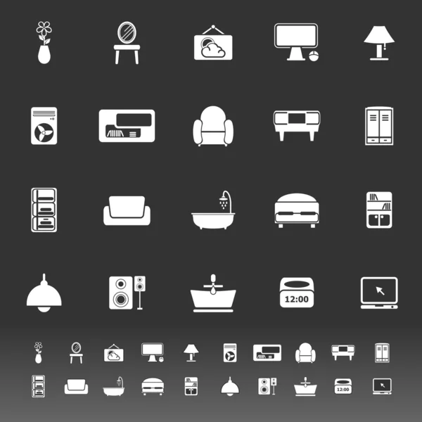 Iconos de muebles para el hogar sobre fondo gris — Vector de stock