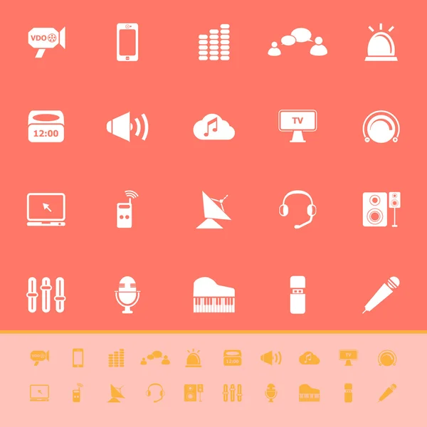 Lydfargepikoner på oransje bakgrunn – stockvektor