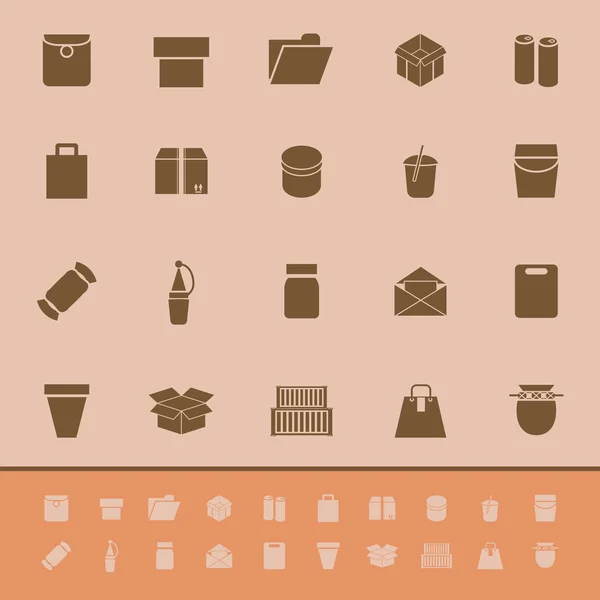 Paquete iconos de color sobre fondo marrón — Vector de stock