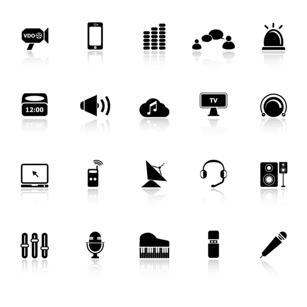 Sound icons with reflect on white background — Stock Vector